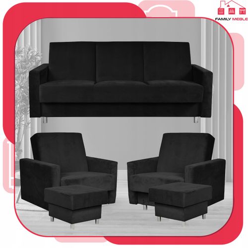 Zestaw mebli wypoczynkowy Alicja wersalka kanapa fotele pufy na Arena.pl