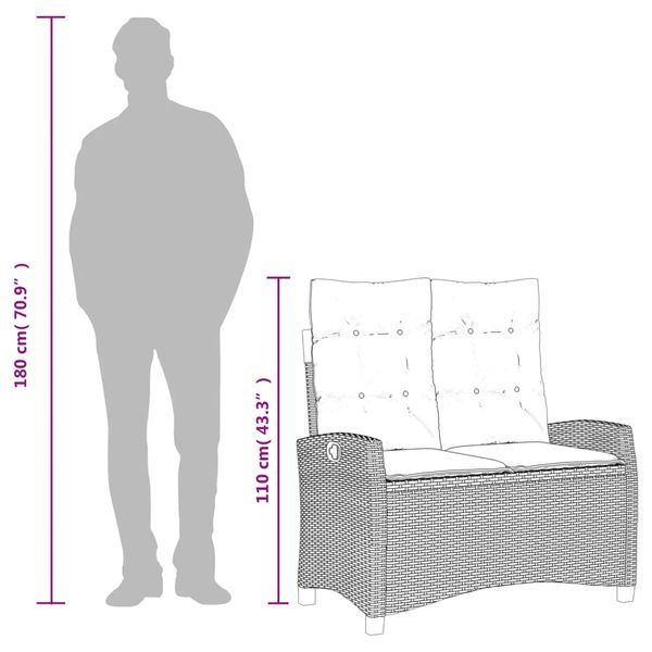 2-cz. zestaw mebli ogrodowych z poduszkami, beżowy, polirattan zdjęcie 11