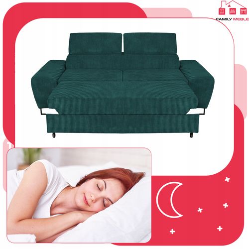 Sofa kanapa Savio salon Family meble zielony sztruks reg zagłówek na Arena.pl