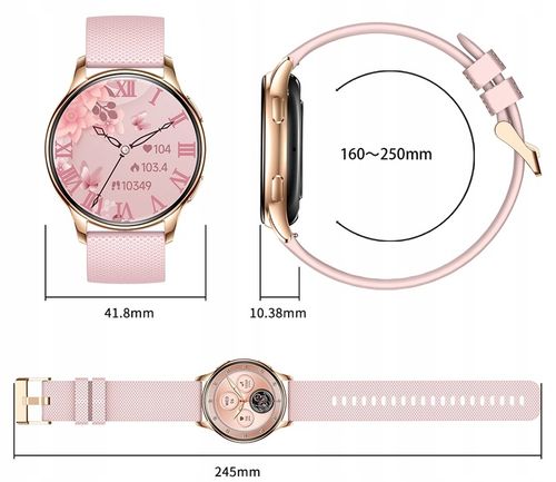 SMARTWATCH ZEGAREK DAMSKI MENU PL 300mAh AMOLED 2 PASKI BT 5.2 ROZMOWY SMS na Arena.pl