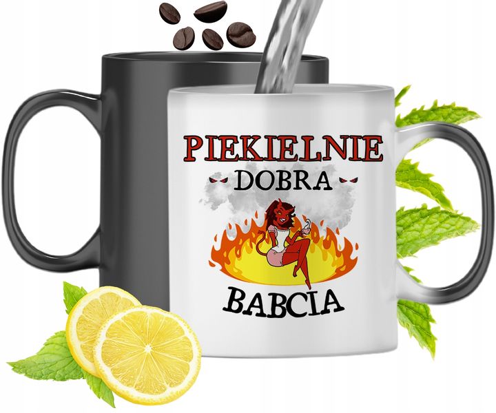 Kubek Magiczny Dla Babci Czarny Zmieniający Kolor Z Nadrukiem Ze Zdjęciem zdjęcie 1