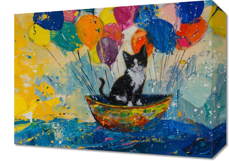 Obraz 40x30cm Kot na Łodzi zdjęcie 1