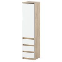 Szafa wąska garderoba do przedpokoju 40cm 3 szuflady dąb sonoma biały mat