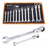 Klucze płasko oczkowe łamane z grzechotką 12 sztuk