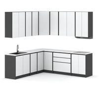 Meble Kuchenne Narożne Modułowe Zestaw Bella Nowoczesny Szara Biała Mat