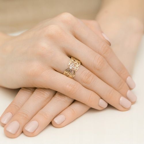 ELEGANCKI ZŁOTY PIERŚCIONEK 333 z CYRKONIAMI r.21 na Arena.pl