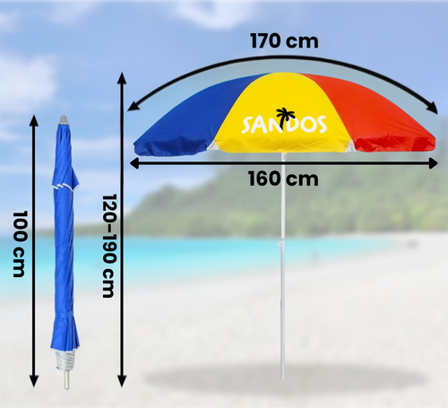 Parasol plażowy ogrodowy multicolor + STOJAK na Arena.pl