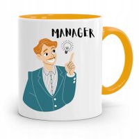 Kubek Żółty Dla Kierownika Menager Prezent Z Nadrukiem Ze Zdjęciem
