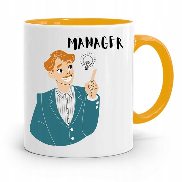 Kubek Żółty Dla Kierownika Menager Prezent Z Nadrukiem Ze Zdjęciem zdjęcie 1