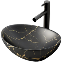 Czarna umywalka nablatowa matowa owalna ceramiczna 41x34,5 cm