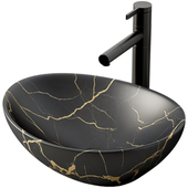 Czarna umywalka nablatowa matowa owalna ceramiczna 41x34,5 cm