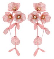 Długie duże różowe kolczyki z kwiatami kwiatowe boho EFEKTOWNE wiszące