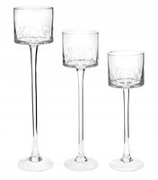 Świeczniki szklane ZESTAW 40/35/28cm KRAKLA 3 szt