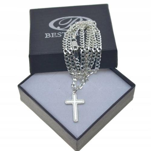 Łańcuszek srebrny 55cm Pancerka + Krzyżyk + GRATIS na Arena.pl