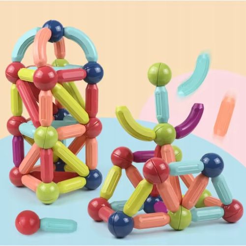 Klocki Magnetyczne Konstrukcyjne Edukacyjne Dla Dzieci Duże Elementy 98 El na Arena.pl