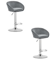 Hoker welurowy barowy EAST szary z regulacją wysokości baza chrom x2