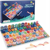 TABLICA DREWNIANA UKŁADANKA SORTER MONTESSORI ALFABET ŁOWIENIE RYBEK MATADI