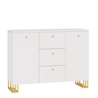 KOMODA KLARA 120 CM BIAŁY MAT ZŁOTY nogi metal salon sypialnia