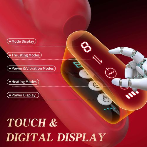 silicone vibrator 7 powerful modes -  licking, 7 thrusting heating, red na Arena.pl