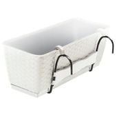 Doniczka Rattan skrzynka 50 cm podstawka + wkład, Biały