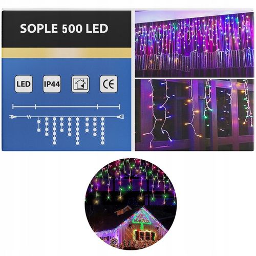 SOPLE 500 LED ZEWNĘTRZNE ŚWIATEŁKA LAMPKI KURTYNA ŚWIETLNA PROGRAMATOR IP44 na Arena.pl