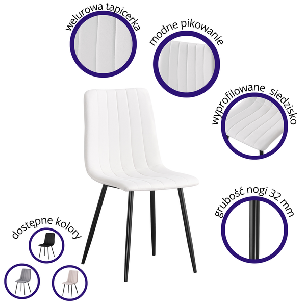 IRIS KRZESŁO TAPICEROWANE ECRU WELUR zdjęcie 1