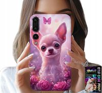 ETUI DO HUAWEI P20 PLUS - SŁODKA CHIHUAHUA NA RÓŻOWYM TLE KWIATAMI