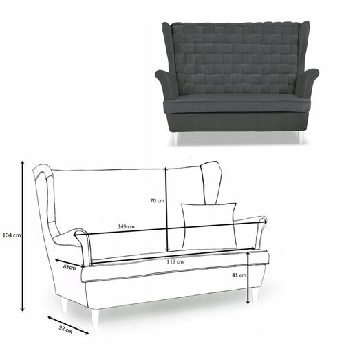 Zestaw wypoczynkowy Carol sofa fotele paski grafitowy na Arena.pl