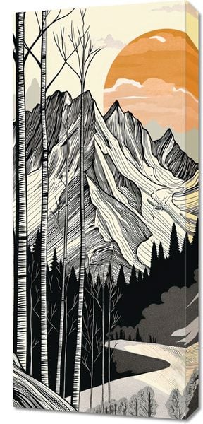 Obraz 40x90cm Drzeworys Górski zdjęcie 1