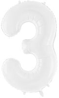 Balon foliowy Cyfra 3, 86cm, biały XL