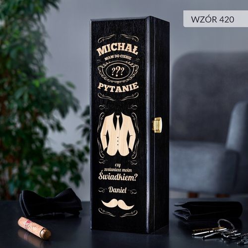 PROŚBA O ŚWIADKOWANIE SKRZYNKA NA WINO Z GRAWEREM PREZENT DLA ŚWIADKA IMIĘ na Arena.pl