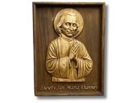Płaskorzeźba drewniana Święty Jan Maria Vianney  prezent dla księdza patron