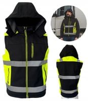 KAMIZELKA robocza BEZRĘKAWNIK softshell Z KAPTUREM odblaskowy OCIEPLANY L