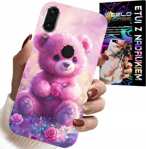 ETUI DO HUAWEI P SMART 2019 - SŁODKI MIŚ NA RÓŻOWYM TLE, CASE + SZKŁO na Arena.pl