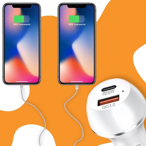 MOCNA SZYBKA 3x ŁADOWARKA SAMOCHODOWA 48W USB USB-C TYP-C PD 30W QC 3.0 na Arena.pl
