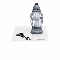 SZKLANA PODSTAWKA POD ZNICZE 25x25cm 494e + napis