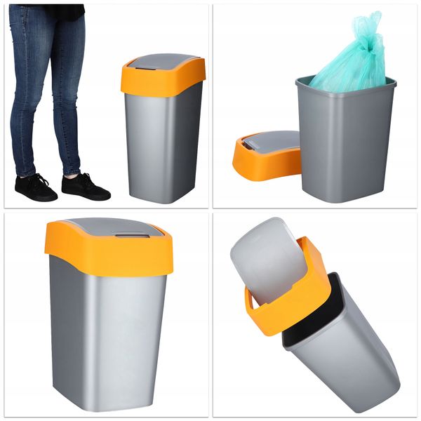 Curver Kosz Na Śmieci Pojemnik Biuro 50L Pomarańcz zdjęcie 4