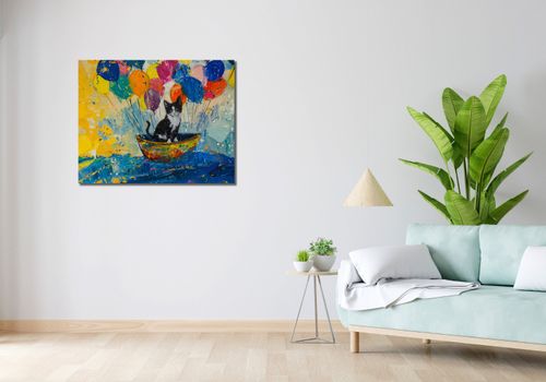 Obraz 90x70cm Kot na Łodzi na Arena.pl