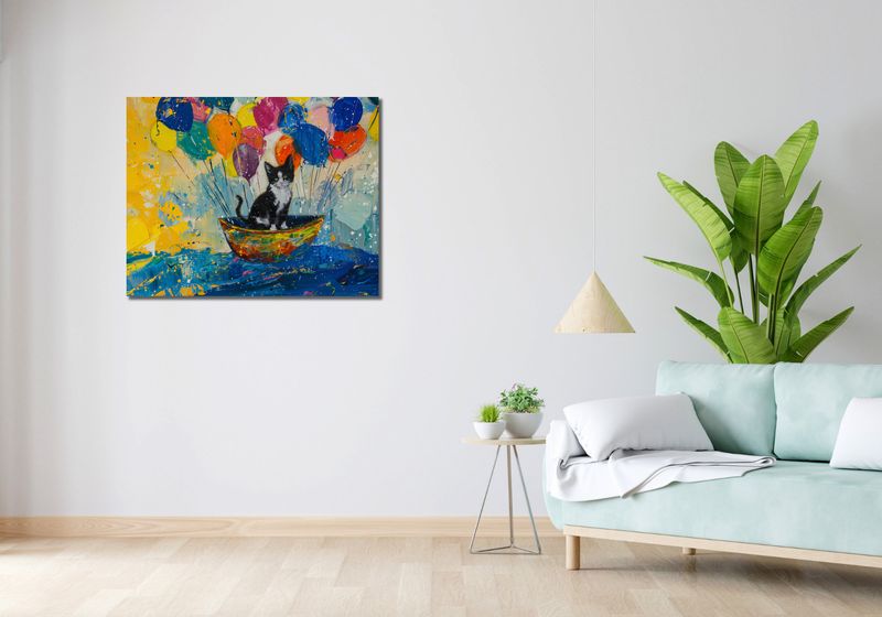 Obraz 90x70cm Kot na Łodzi zdjęcie 2