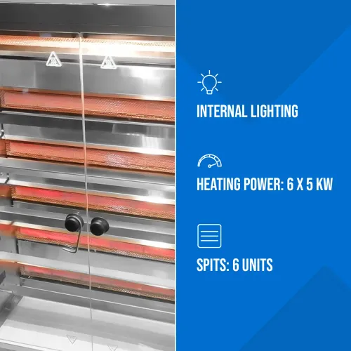Rożen gazowy opiekacz do 30 kurczaków 6 szpikulców propan-butan 30 kW na Arena.pl