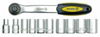 2X VOREL ZESTAW GRZECHOTKA 1/4'' Z NASADKAMI 5-14 MM, CRV 11 SZT V58600