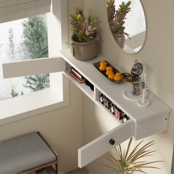 Ścienna szafka biała półka wisząca loft zdjęcie 8