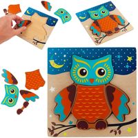 PUZZLE DREWNIANE SOWA UKŁADANKA EDUKACYJNA ZWIERZĘ