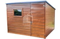 SCHOWEK - DOMEK OGRODOWY 3m x 2m spad tył  okno + drzwi - drewnopodobny zło