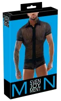 svenjoyment koszulka męska koronkowa czarna xl z kołnierzykiem
