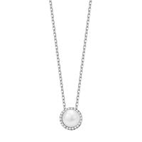 srebrny naszyjnik z naturalną perłą i cyrkoniami