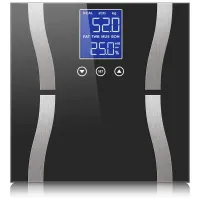 Analityczna waga łazienkowa 180kg szklana lcd zasilana z baterii 2xAAA