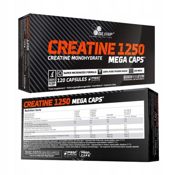 OLIMP CREATINE MEGA CAPS 2x120kaps KREATYNA MONOHYDRAT MONO zdjęcie 5