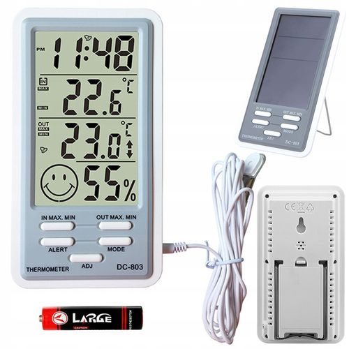 STACJA POGODY WEWNĘTRZNA ZEWNĘTRZNA HIGROMETR DATA ZEGAR TERMOMETR ALARM na Arena.pl