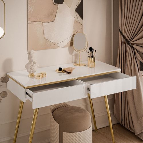 Toaletka biało złota na wysoki połysk szuflady konsola na Arena.pl